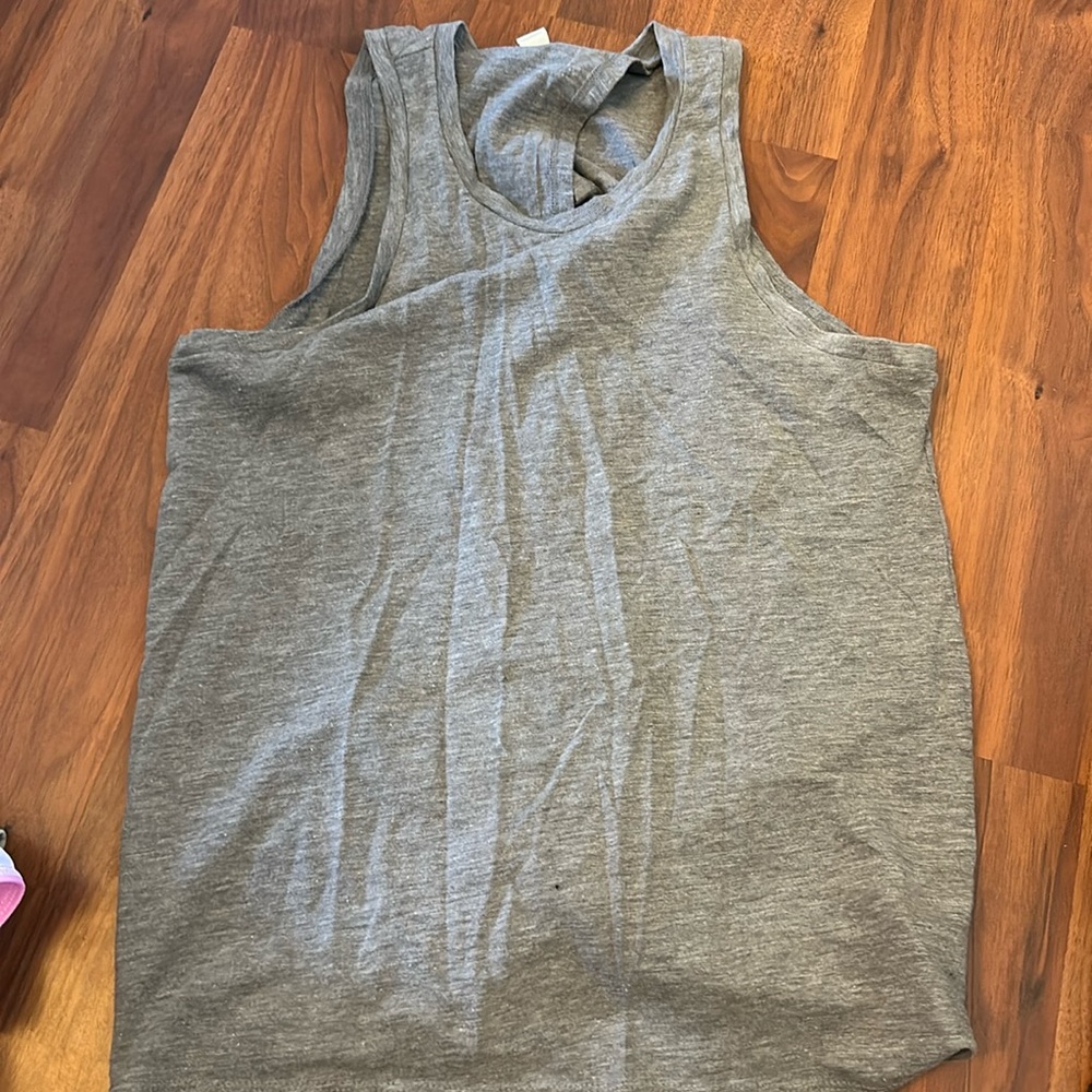 gray workout open back tank
